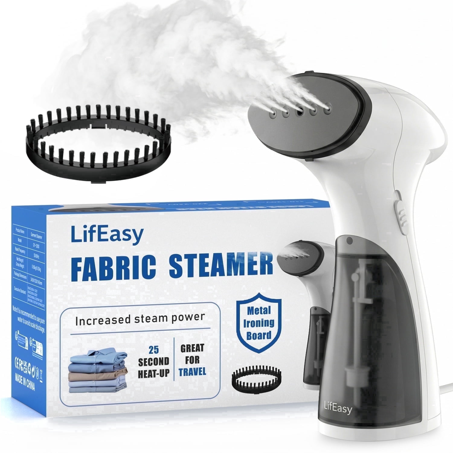 LifEasy Handheld Garment Steamer, 800W Portable Steamer for Clothes, Travel Iron 10-Second Heat-up Dual Mode, 5.1 fl oz Tank Anti-Leak for Home Travel