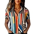 thumbnail image 4 of Womens Spring Summer Shirts Cotton Printed Fashion Casual Short Sleeve Shirts for Women, 4 of 5