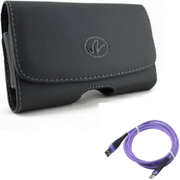 Case Belt Clip w 10ft USB Cable for Samsung Galaxy S20 Fan Edition - Leather Swivel Holster Loops, Purple Type-C Charger Cord Power fits Galaxy S20 FE (Fan Edition)