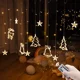 thumbnail image 2 of Guirnalda de luces LED navideñas con forma de estrella y luna, cortina de hadas para exteriores, para árbol, fiesta, decoración de Navidad y Año Nuevo, 2 of 5