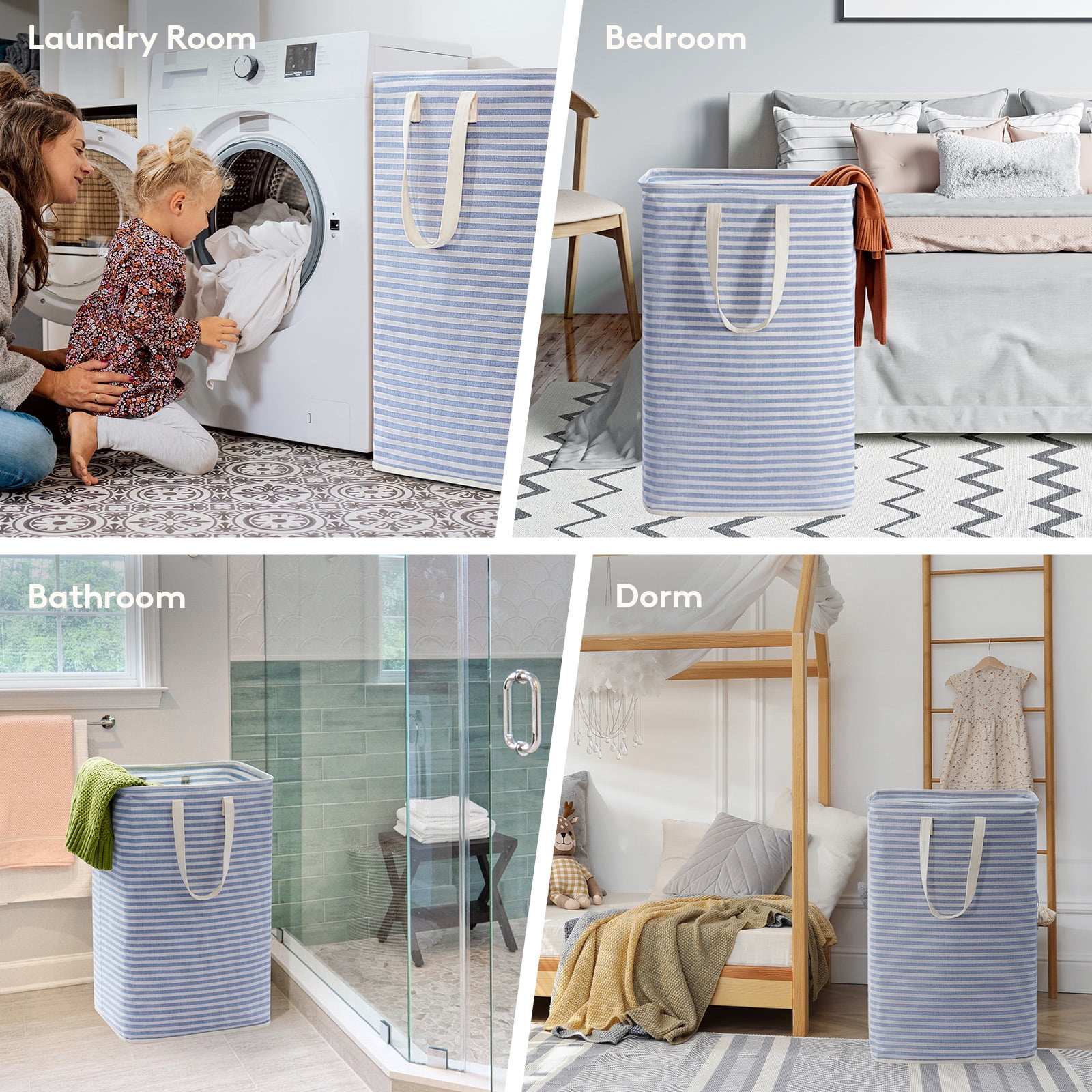 Lifewit Laundry Hamper Large Collapsible Laundry Baskets, Freestanding Waterproof Clothes Blue