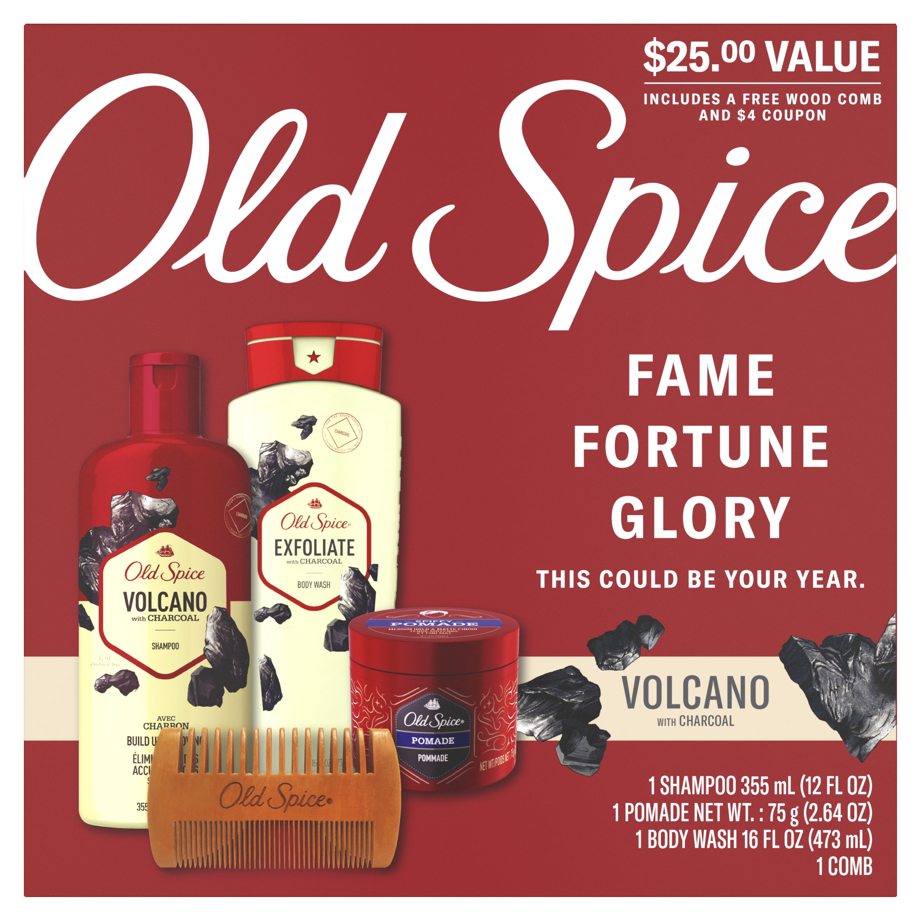 ($25 Value) Old Spice Hair and Body Gift Set, Volcano, 3 Piece