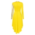 thumbnail image 4 of YONGHS Women Metallic Color Block Lyrical Dance Dress Liturgical Dancewear Praise Tunic Overlay Yellow L, 4 of 7
