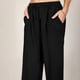 thumbnail image 2 of Pantalones anchos de lino con cintura alta y cordón para mujer: pantalones elásticos tipo palazzo para yoga, ideales para llevar con ropa informal, 2 of 7