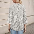 thumbnail image 5 of Women's Long Sleeve T-shirt 3/4 Length Sleeve Womens Tops V Neck Spring Shirts 2025 Petal Bell Sleeve Plus Size Boho Ethnic Style Tee Shirts,Beige Women's Long sleeve T-shirt S, 5 of 6