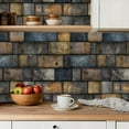 thumbnail image 5 of Peel and Stick Wallpaper Contact Paper Brick Navy Gold Bricks Weathering Faded Gold Chipped Paint Aged Self Adhesive and Removable 24in x 118in, 5 of 8