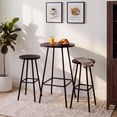 thumbnail image 4 of Best Choice Products 3-Piece Steel Patio Bar Height Round Bistro Set w/ Backless Stools, Slatted Design - Black, 4 of 9