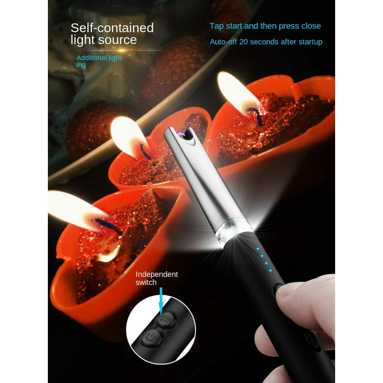 Electric Lighter with Led Light (Black)