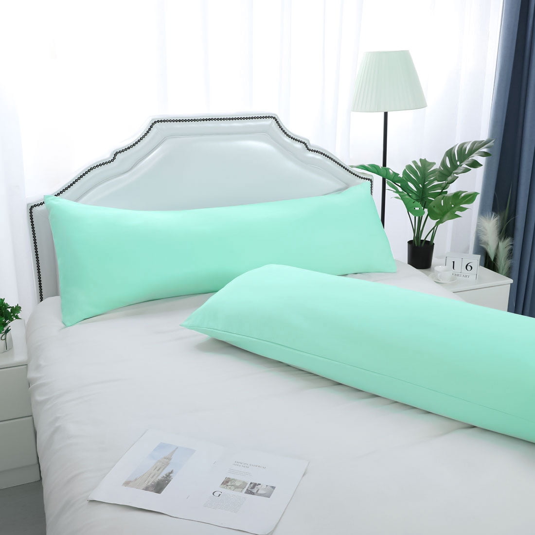 Unique Bargains Microfiber Solid Long Body Pillowcases, 2-Pack Spa Blue 20" x 54"