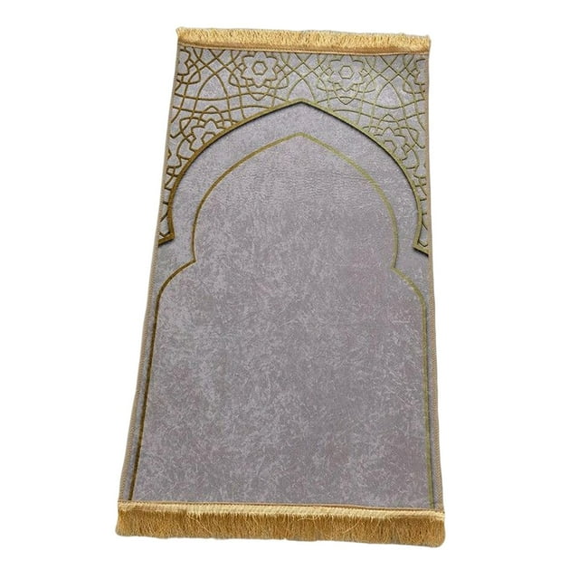 veasfak Prayer Rug Decoration Exquisite Polyester Nonslip for Eid Travel Meditation Grey
