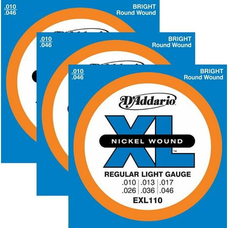 - 3 Sets - D'Addario EXL110 Nickel Wound Electric Guitar Strings, Light Gauge, EXL110 ^3