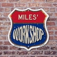 thumbnail image 4 of Miles's Workshop (2 Pack) 12 inch X 12 inch Shield Shaped Commercial Grade Plastic Signs Weather Resistant, UV Protected To last, Gift for Dads and Uncles Classic Americana Crafted in, 4 of 7