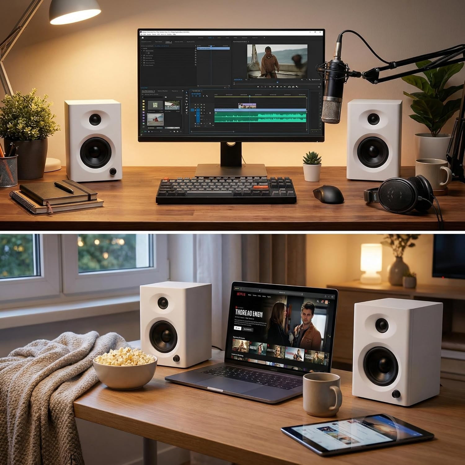 Computer Speakers for Desktop PC,  Bluetooth Surround Sound Speakers with Bass, Compact Powered Bookshelf Speakers for Office, Monitors, Laptop, Gaming, TV,