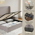 thumbnail image 4 of Merluxy Queen Bed Frame with Lift Up Storage,Linen Upholstered Platform Bed/ Wingback Headboard/No Box Spring Needed/Light gray, 4 of 7