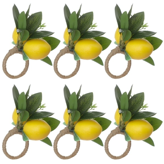 LAMIRO Lemon Napkin Rings Realistic Farmhouse Handmade Greenery Napkin Ring Holder Wedding Party Decoration