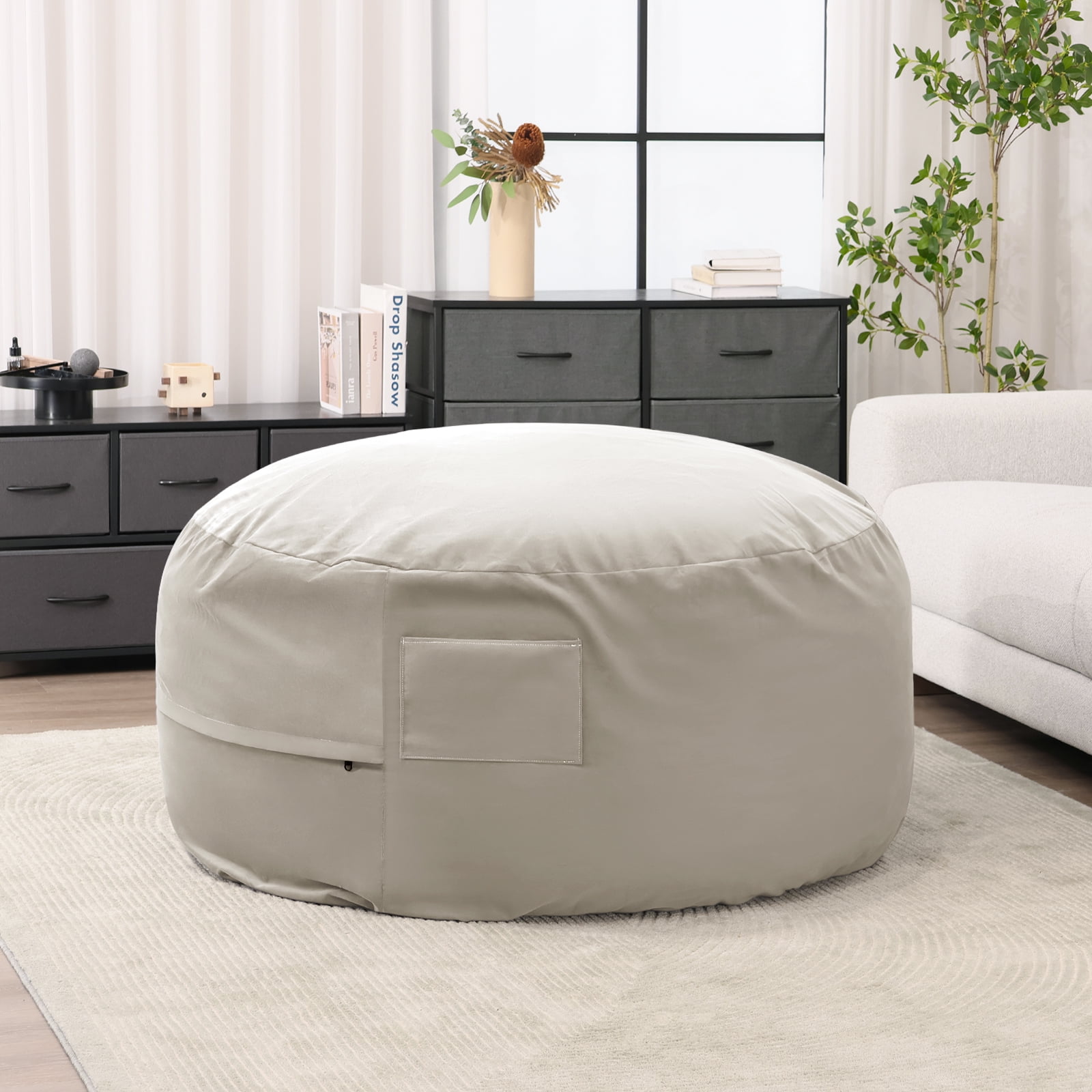 ZUNMOS Bean Bag Sofa Chair 4Ft, Memory Foam Filling for Adults for Home, Grey