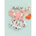 thumbnail image 2 of Qmyliery Baby Girl Romper, Short Sleeve Round Neck Toddlers Loose Summer Casual Ruffle Dress+Headband, 2 of 9