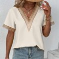 thumbnail image 3 of Women Summer Fashion Short Sleeved V Neck Lace Solid Color Shirt Short Sleeved Loose Top Long Sleeve Layering Shirts for Women Casual Womens Tops Short Sleeve Stretch Tee Medium Sleeve Womens Workout, 3 of 8