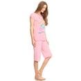 thumbnail image 3 of Lati Fashion Women Capri and Short Sleeve Top 2-Piece Female Pajamas Set Pink L, 3 of 4
