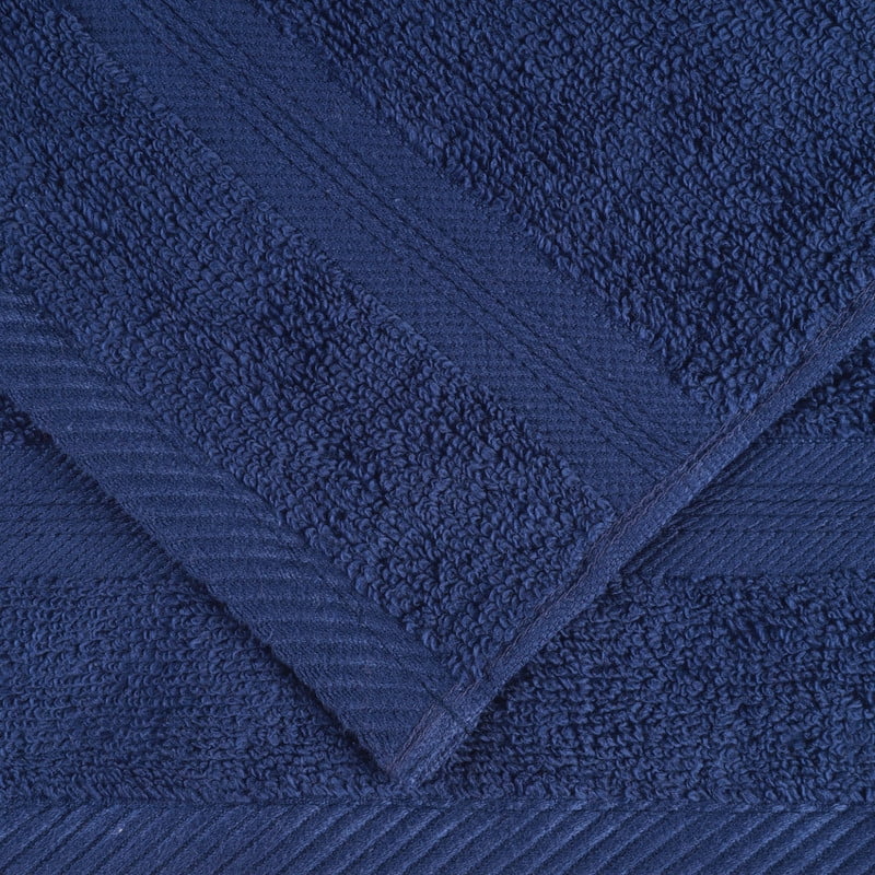 Superior Smart Dry 9-Piece Zero Twist Soft Cotton Towel Set, Quick Dry Fade Resistant, Navy Blue