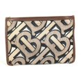 thumbnail image 2 of Pre-Owned Burberry Bag TB whole pattern bag zipper zip Clutch bag Brown (Good), 2 of 13