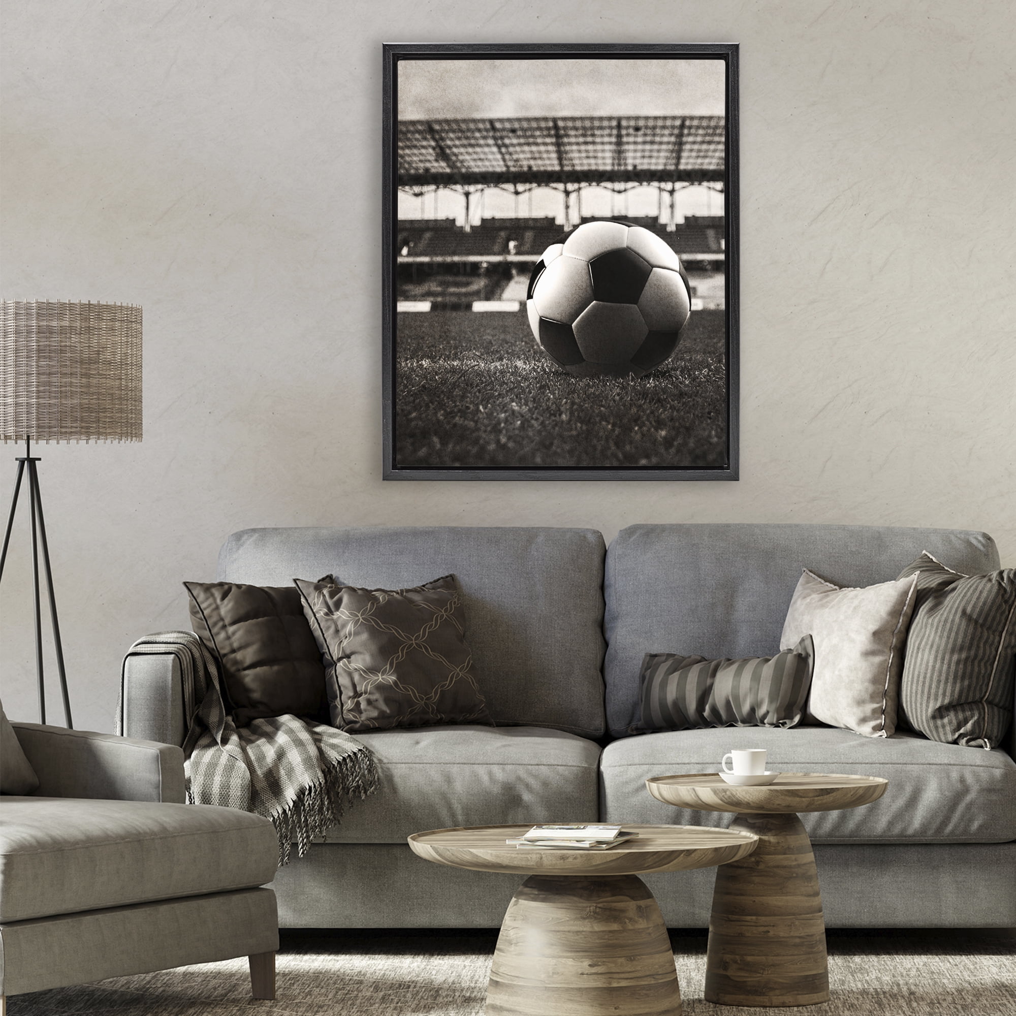 Stupell Industries Vintage Sports Soccer Black Framed Floater Canvas Wall Art, design by Marcus Prime