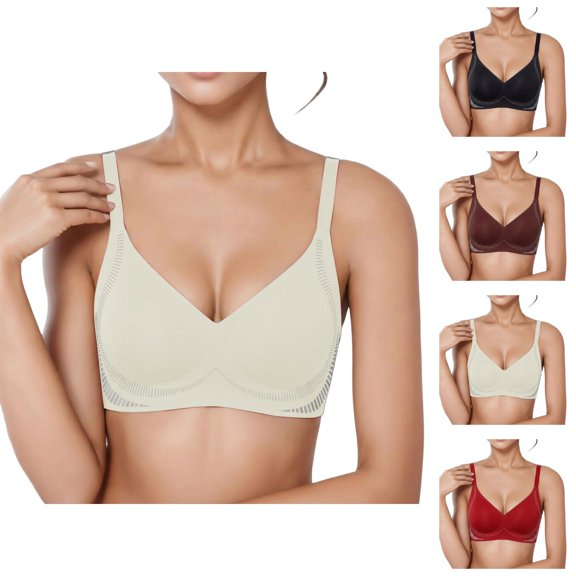 Push Up Bras for Women Deep V Neck Seamless Wireless Lifting Bralettes Tshirt Bra Everyday Bra