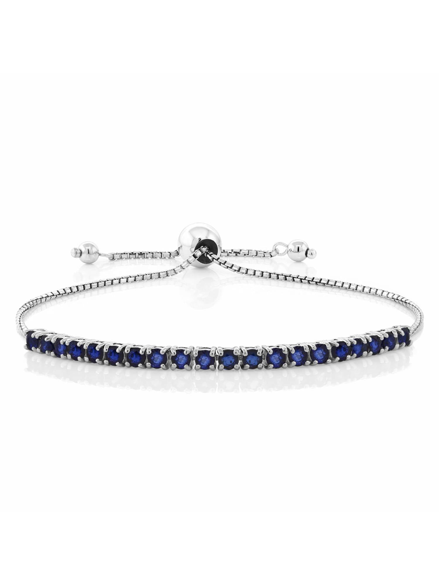 BRA-36 925 GENUINE Sterling Silver and Mystic Blue Sapphire Gemstone Bracelet 