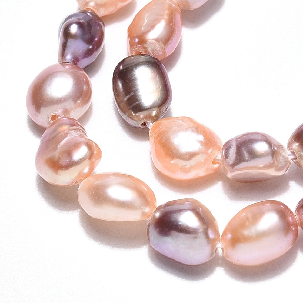 2strands Cultured Freshwater Pearl Beads Strands Baroque Pearls Keshi Pearl Beads Two Sides Polished PeachPuff 6~11x5~6.5x3.5~6.5mm Hole: 0.7mm about 47~48pcs/strand 13.58~13.98 inch(34.5~35.5cm)