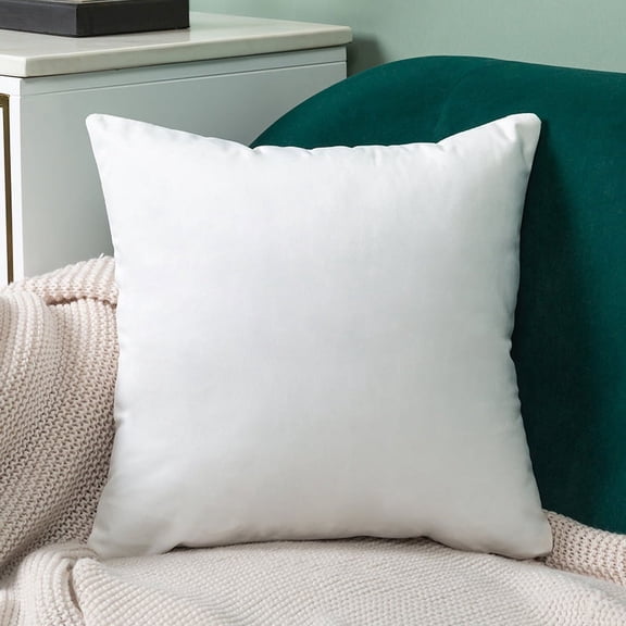 suxuMhao Plush Soft Velvet Decorative Pillows, 2 Pack 18×18 In White Throw Pillows, Fluffy Accent Pillows for Office/Home Decoration, Comfortable Square Decorative Cushion