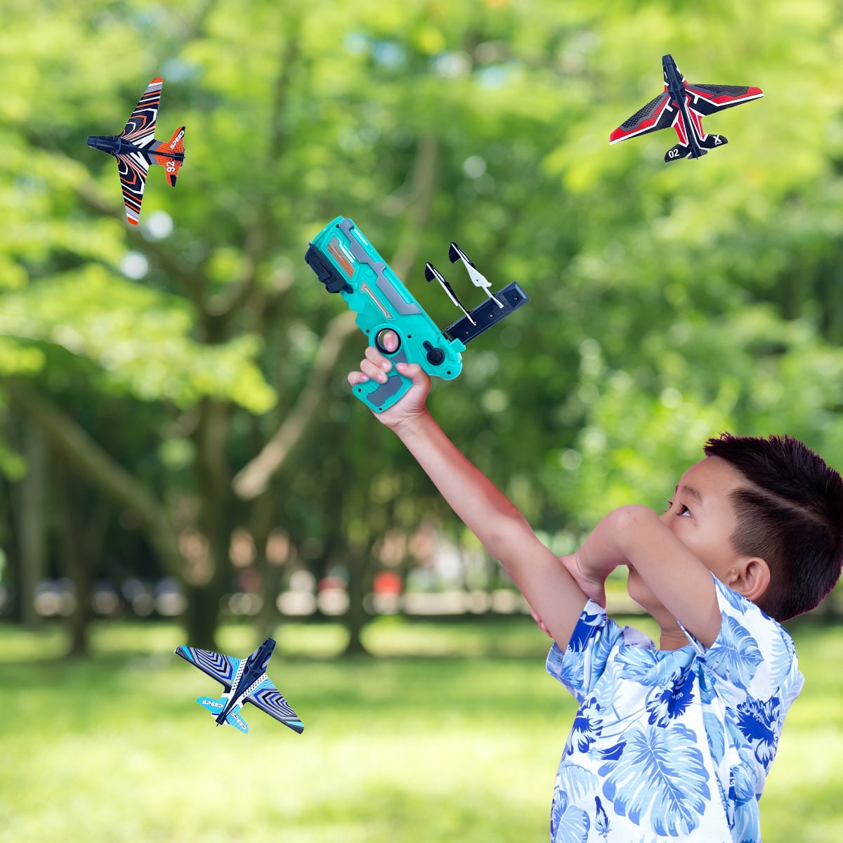 Airplane Toy Plane Ejection Glider Launcher For Kids Outdoors - Orange