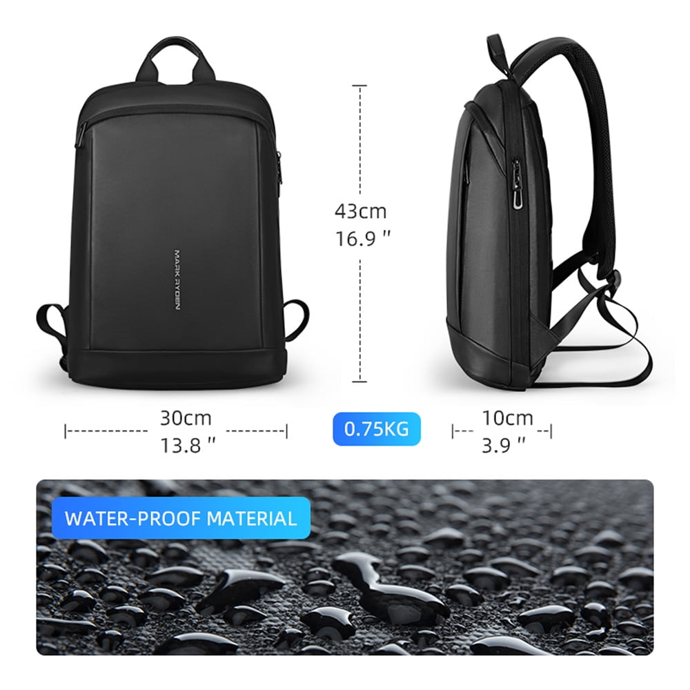Amdohai Slim Laptop Backpack Men Thin Back Pack 15.6 inch Work Man Backpack Business Bag Unisex Black Ultralight Backpack
