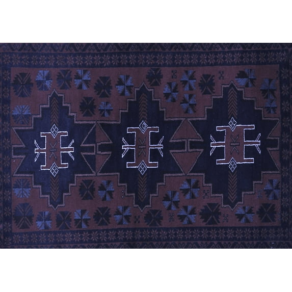 Ahgly Company Machine Washable Indoor Rectangle Persian Blue Traditional Area Rugs, 5' x 7'