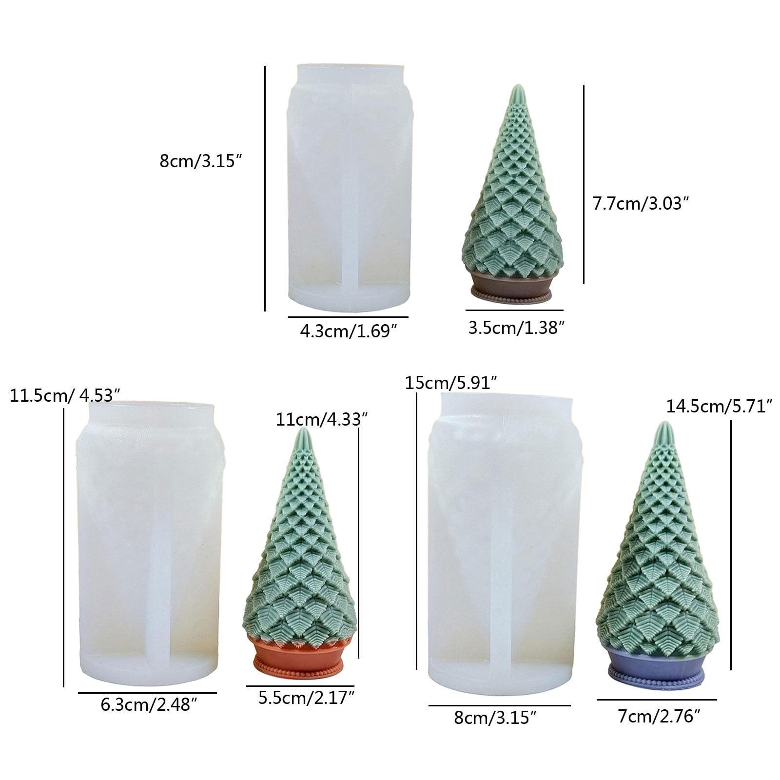 3D Christmas Tree Silicone Mold Aromatherapys Gypsum Soap Resin Cake Baking Molds Home Decor Festival Gifts