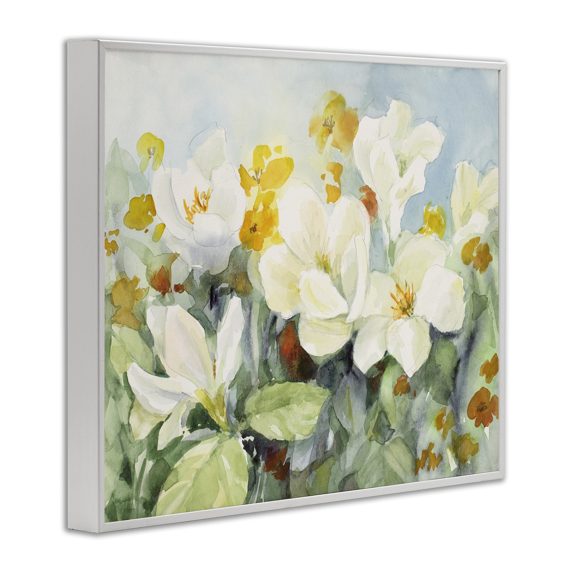 Stupell Industries Early Spring Meadow Botanical & Floral Painting White Framed Art Print Wall Art, 20 x 16