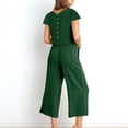 thumbnail image 4 of Gaecuw Womens 2 Piece Outfits for Summer Plain Jogger Sets Cotton Linen Lounge Sets Short Sleeve Pullover Tops Shorts Sweatsuits Spring Casual Activewear Yoga Outfits Green XL, 4 of 5