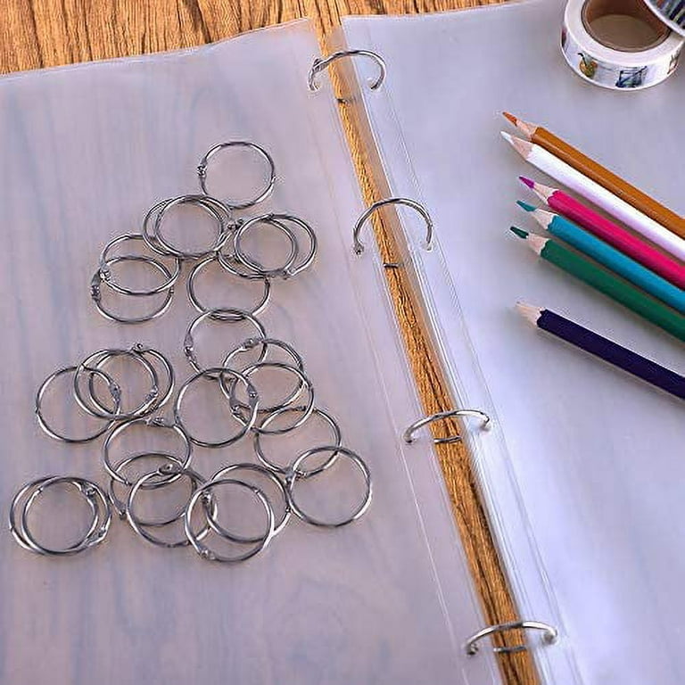 Antner 100 PCS Loose Leaf Binder Rings 1.2 Inch Nickel Plated Book Rings  Key Rings Key Chains for Home School Office