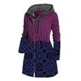 thumbnail image 3 of DYMADE Women Plus Size Contrast Stitching Long Sleeve Hooded Tunic Trench Coat, 3 of 4