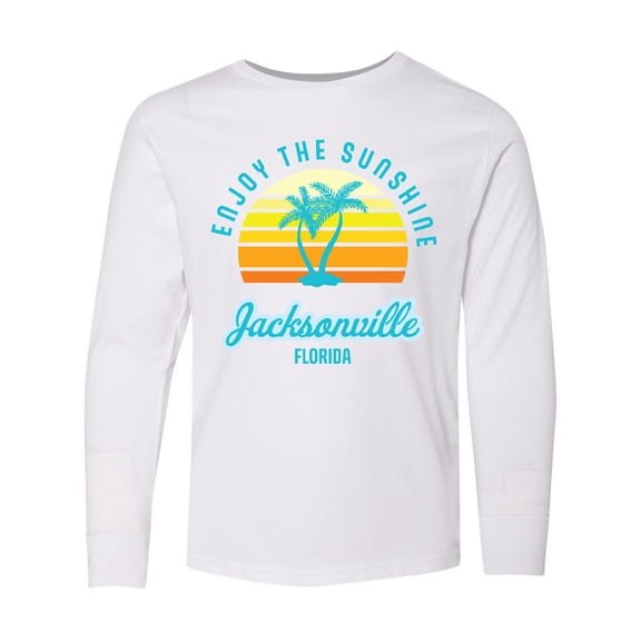 Inktastic Summer Enjoy the Sunshine Jacksonville Florida in Blue Long Sleeve Youth T-Shirt