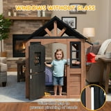Picture of COCLUB Kids Outdoor Playhouse, Wooden Playhouse with Play Kitchen ...