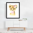 thumbnail image 3 of Lion, Jungle Animals, Safari Animals, Bubble Gum, Pink Flowers, Girl Nursery - Illustration Watercolor Animal Floral Whimsical Portrait Black Framed Wall Art Print 9 x 12 inches, 3 of 4