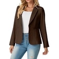 thumbnail image 6 of Women's Single-Button Tailored Blazer Jacket – Notch Lapel, Lightweight Suit Coat Coffee 14, 6 of 8