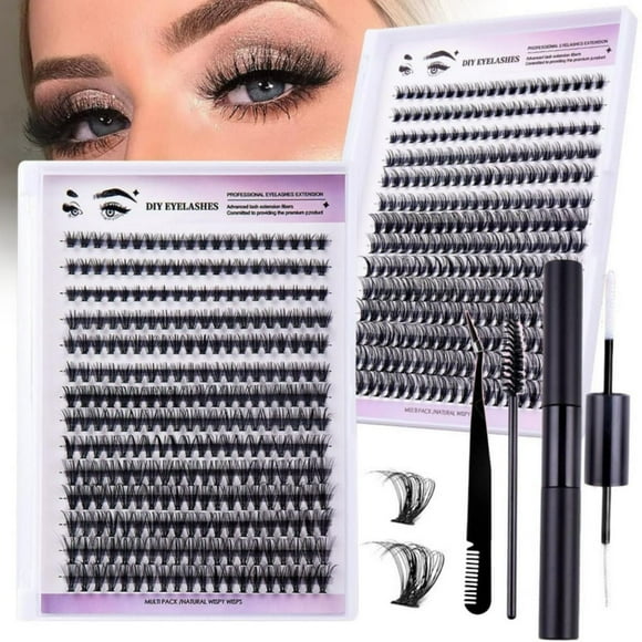 LNGOOR 2024 New DIY Lash Extension Kit 280pcs Individual Lash Clusters Kit Lash Kit Natural Eyelash Extension Kit With Lash And Seal And Remover Lash Tweezers Creates Natural Makeup