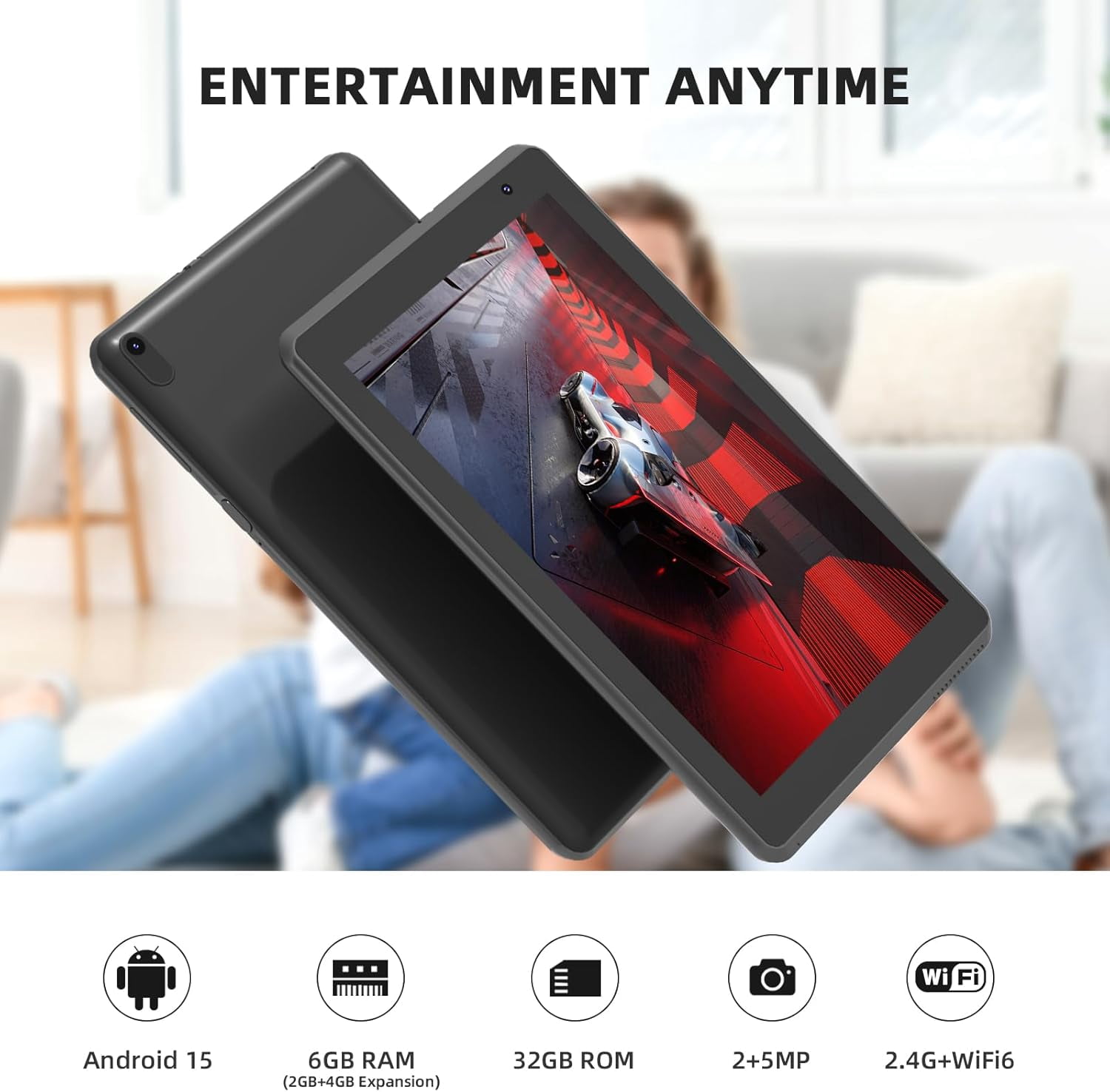 IWEGGO 7 inch Tablet with Case, Android 12 Tablet 4G RAM 32GB ROM, Quad-Core 1.6GHz Processor, 3000mAh, FHD Display, Dual Camera, FM, Type-C