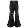 thumbnail image 2 of Hansber Kids Girls Sparkly Sequin Dance Pants Wide Leg Bell Bottoms Elastic Waist Flared Trousers Hip Black 110, 2 of 7