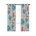 thumbnail image 7 of Teal Blue Red Coral Blackout Curtains for Bedroom, Coastal Nautical Summer Beach Thermal Insulated Kitchen Drapes with Grommets, Light Blocking Window Treatment, 2 Panels 52" x 63", 7 of 7