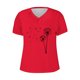 thumbnail image 3 of Camisetas de Manga Corta para las Mujeres, Impresión de Cuello en V Camiseta Casual Top Hecho de 95% Poliéster 5% Spandex para el Uso Diario de Primavera Verano, Camisetas para las Mujeres Casual, 3 of 4
