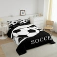 thumbnail image 3 of Erosebridal Soccer Comforter Set Queen Size Football Bedding Set Black White Geometric Stripes Comforter Soccer Ball Game Sports Theme Quilt Set, 3 of 7