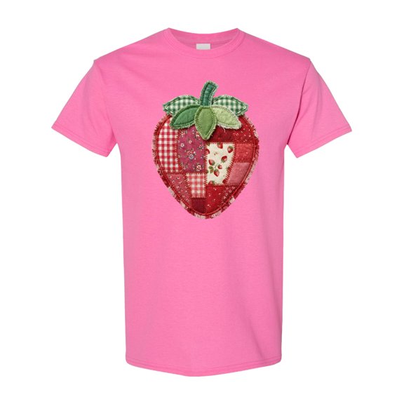 Inktastic Patchwork Strawberry Design T-Shirt