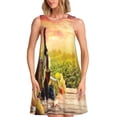 thumbnail image 1 of Easygdp Red Wine Glasses para Vestido Transpirable de Mujer, Vestido Suelto de Manga Corta con Pliegues y Bolsillos para el Verano, 1 of 7